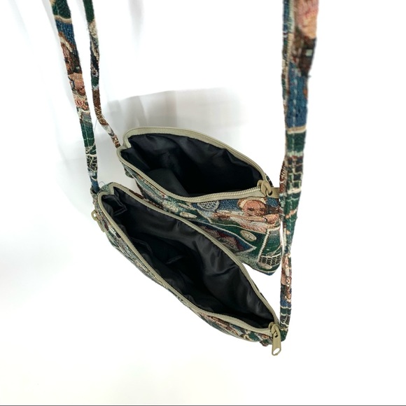 Dove Rare Vintage Two Piece Set Tennis Graphic Tapestry Crossbody Bag Purses - Picture 5 of 14